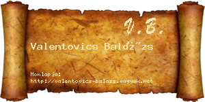 Valentovics Balázs névjegykártya