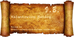 Valentovics Balázs névjegykártya